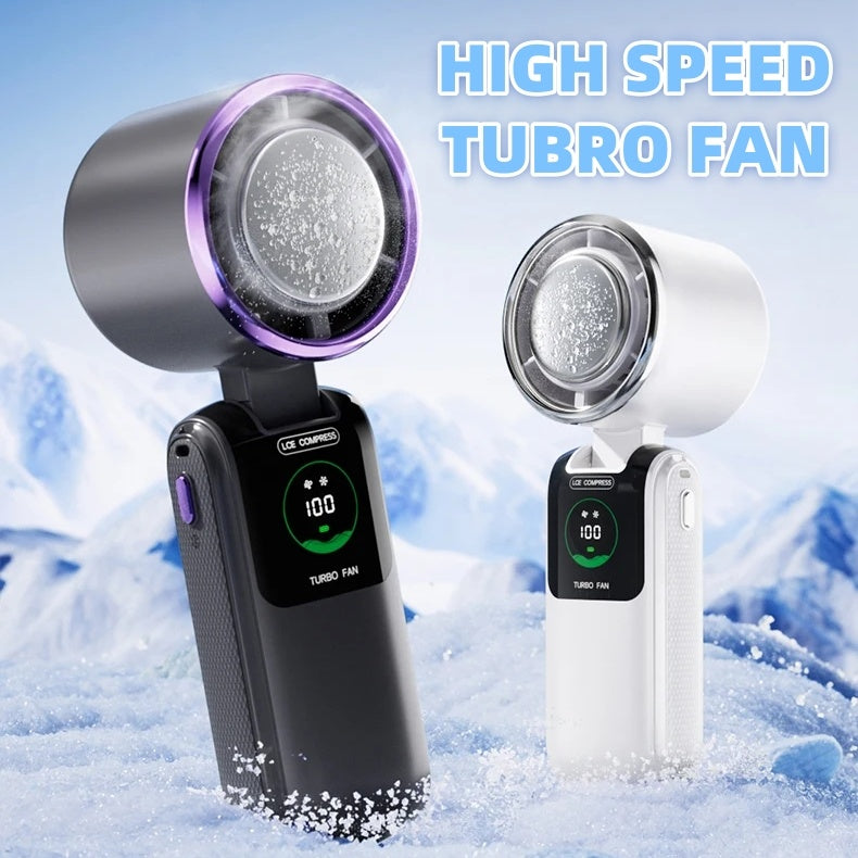 Gadgets Shack Handheld Fan – Adjustable Speeds, Foldable Design & Ice Pack for Instant Chill