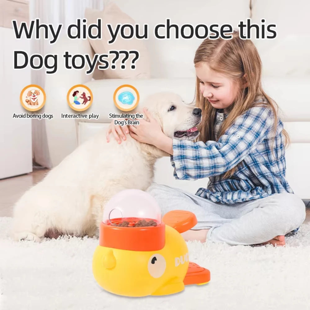 Yellow Duck Interactive Dog Food Dispenser Feeder for Cats Puzzle Durable Plastic Training Toys Cat Snack Feeding and Water Pet