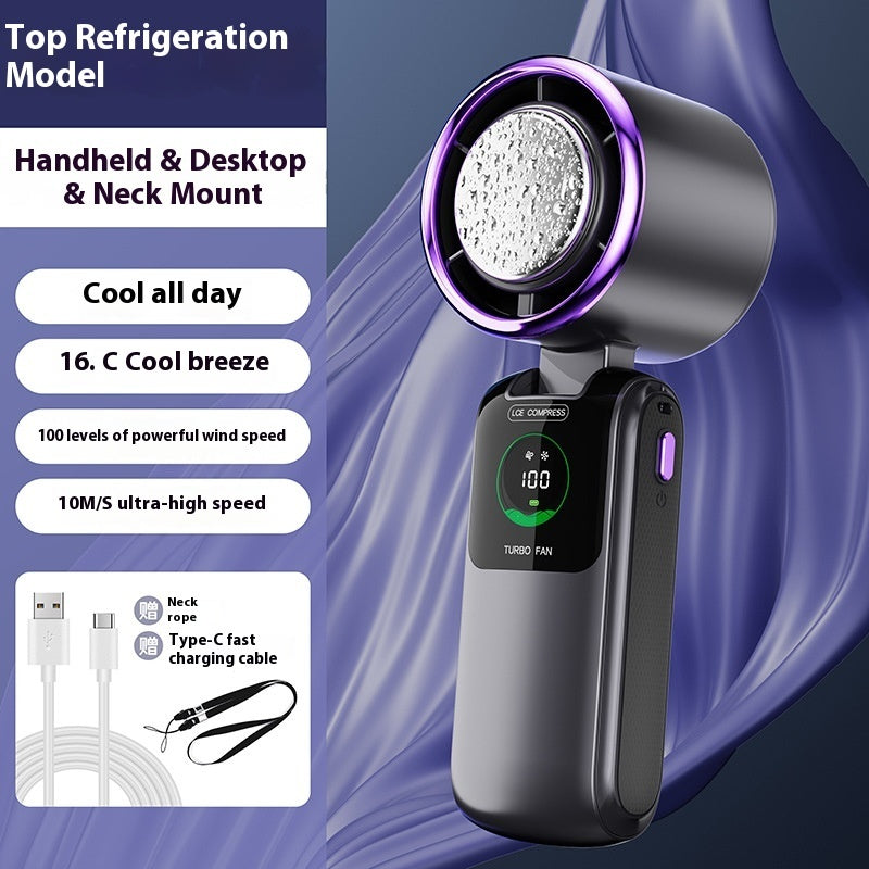 Gadgets Shack Handheld Fan – Adjustable Speeds, Foldable Design & Ice Pack for Instant Chill