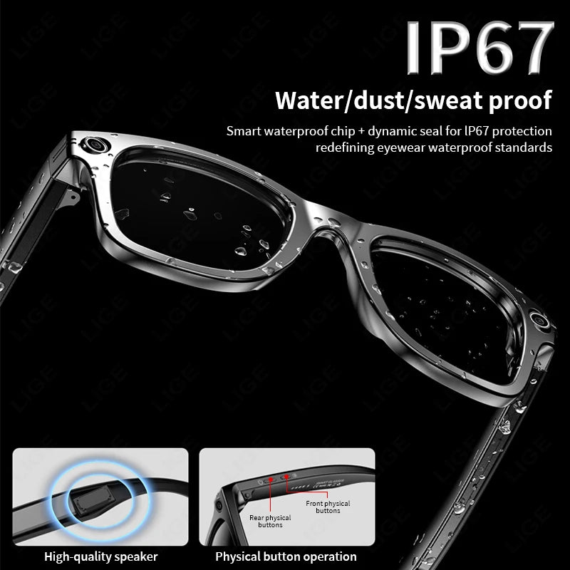 AI Smart Glasses with Camera Sunglasses Mini Camera Video Recorder Wireless Bluetooth Call Anti-Blue Glasses for Man Women