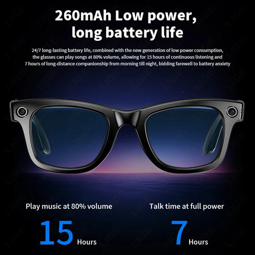 AI Smart Glasses with Camera Sunglasses Mini Camera Video Recorder Wireless Bluetooth Call Anti-Blue Glasses for Man Women