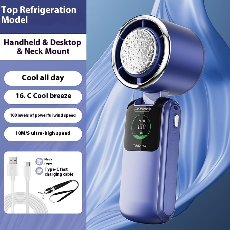 Gadgets Shack Handheld Fan – Adjustable Speeds, Foldable Design & Ice Pack for Instant Chill