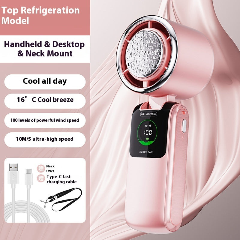 Gadgets Shack Handheld Fan – Adjustable Speeds, Foldable Design & Ice Pack for Instant Chill